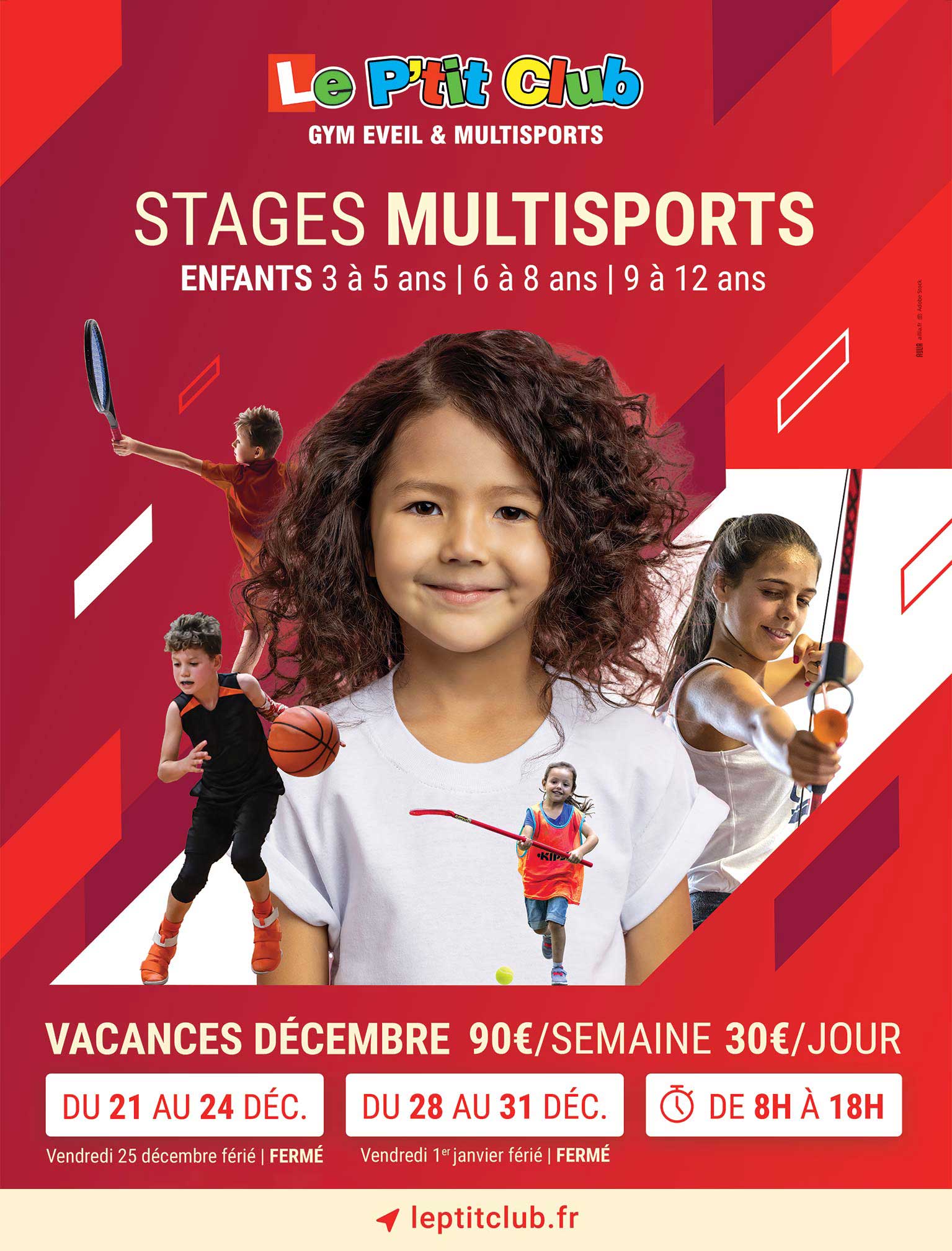Affiche stages vacances décembre 2020 Le P'tit Club