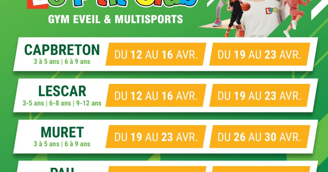 Dates des stages vacances d'avril 2021