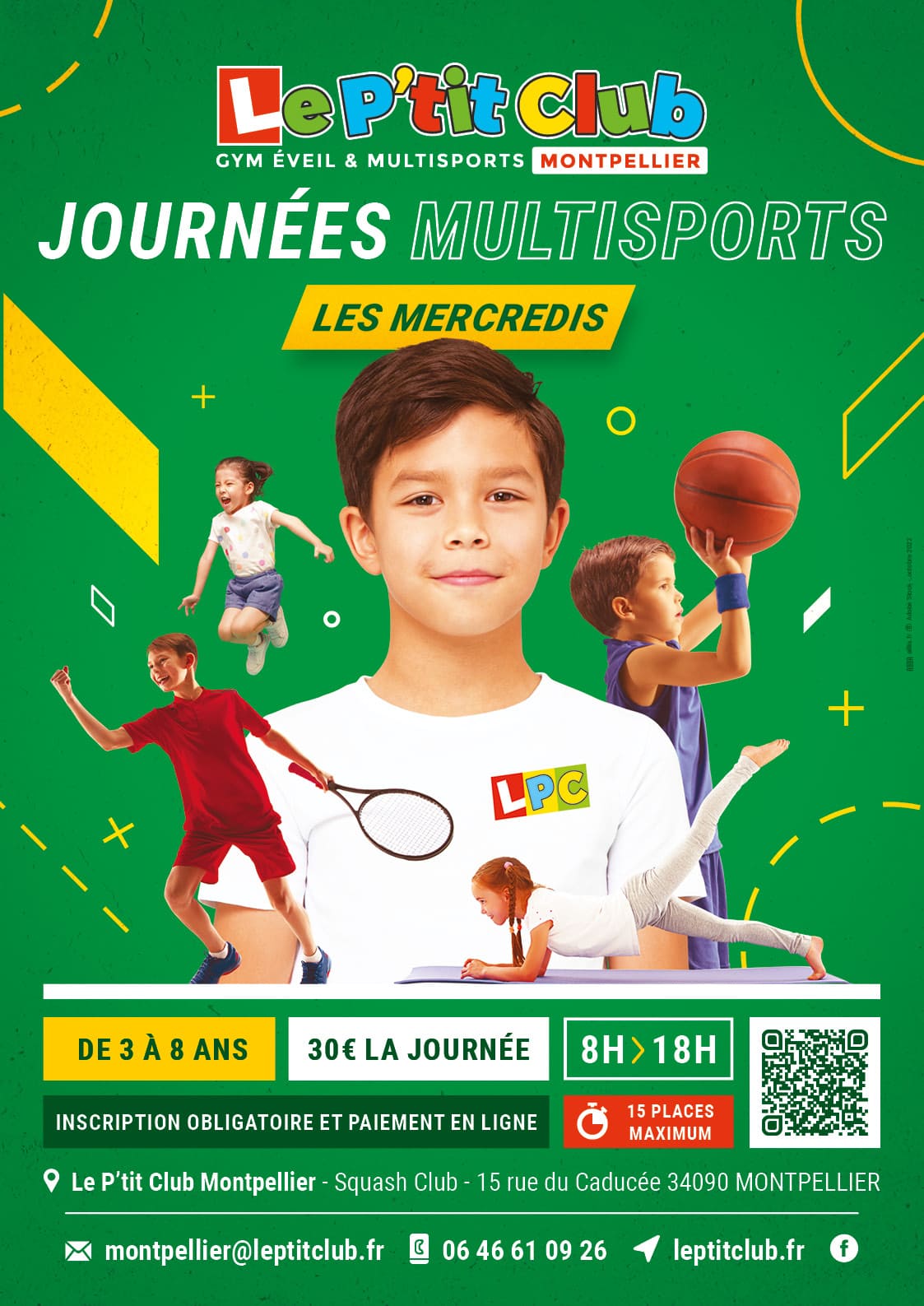 Affiche journées multiports du mercredi 2022 Le P'tit Club Montpellier