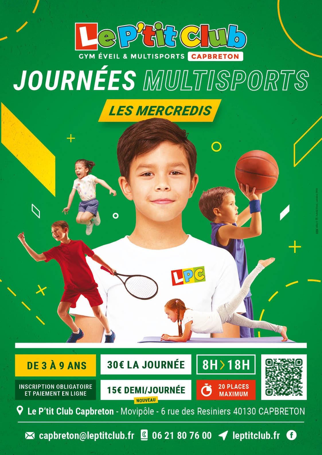 Affiche journées multiports du mercredi 2022 Le P'tit Club Capbreton