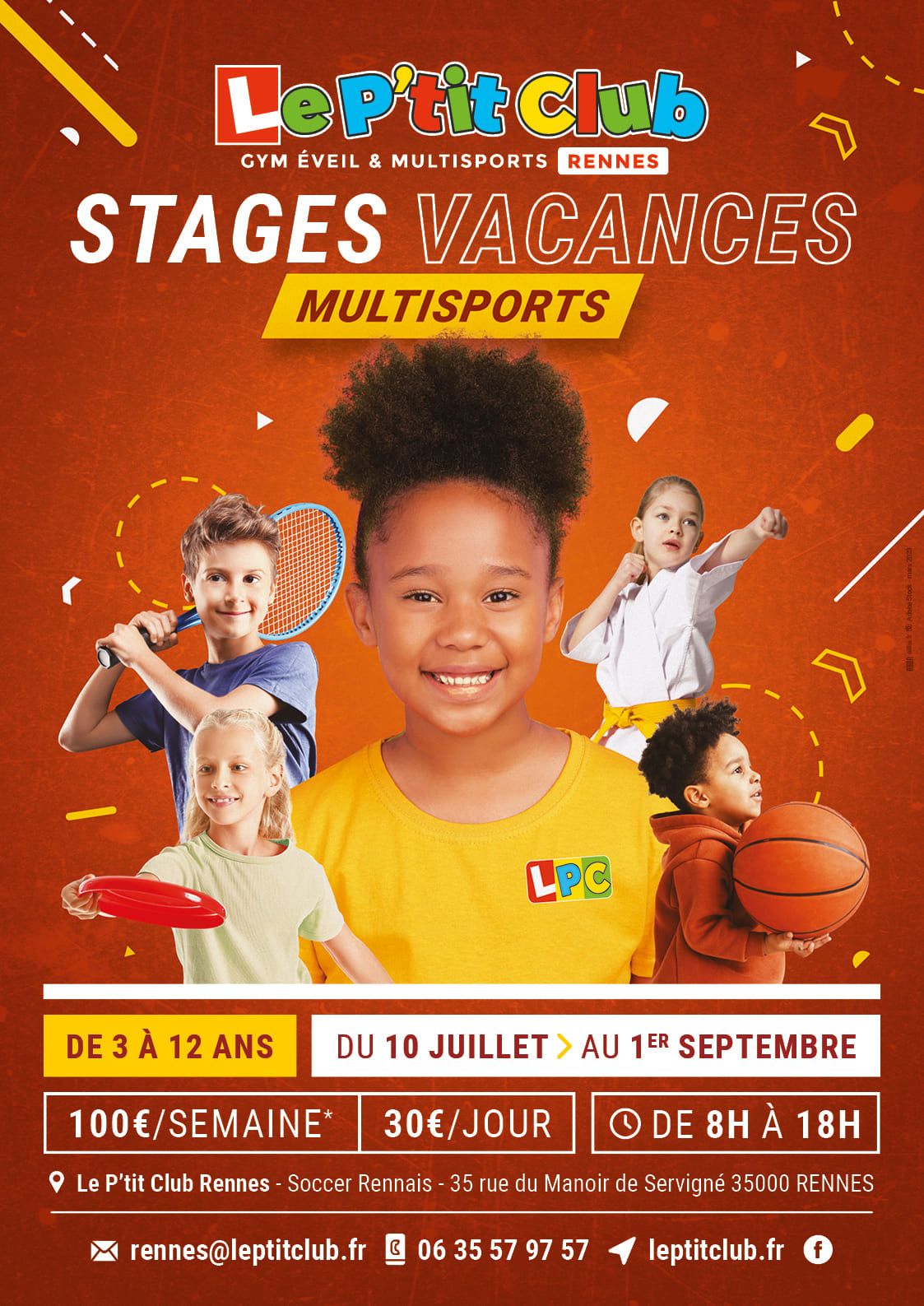 Affiche stages vacances d'été 2023 Le P'tit Club Rennes