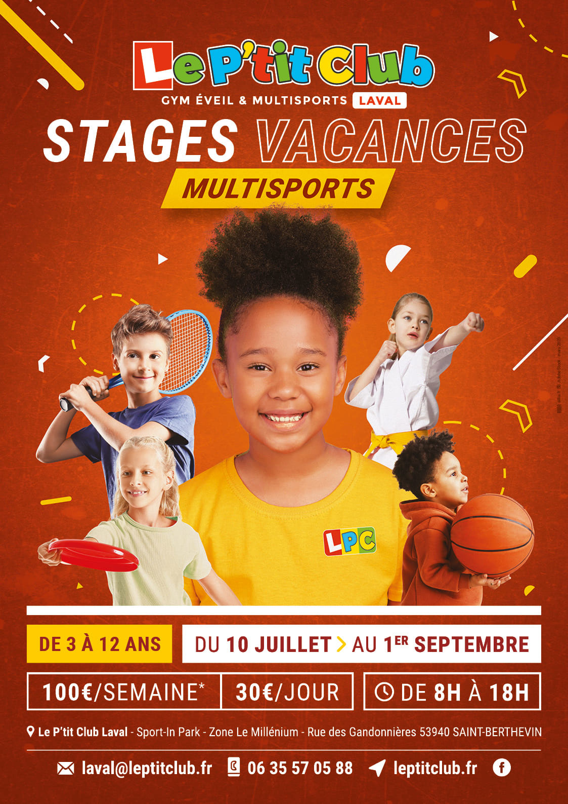 Affiche stages vacances d'été 2023 Le P'tit Club Laval