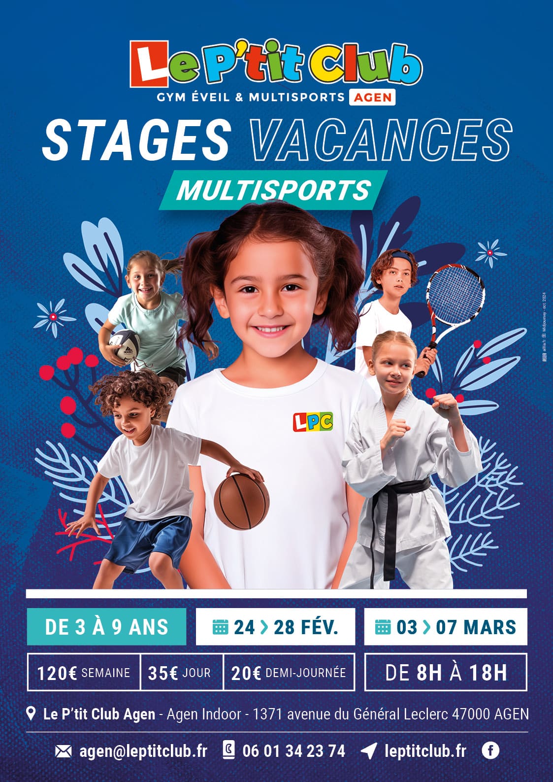 Affiche stages vacances d'hiver 2025 Le P'tit Club Agen