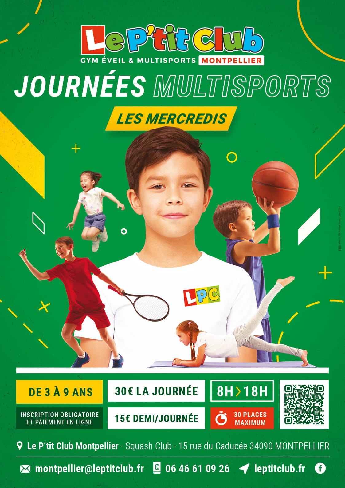 Affiche journées multiports du mercredi 2024-2025 Le P'tit Club Montpellier