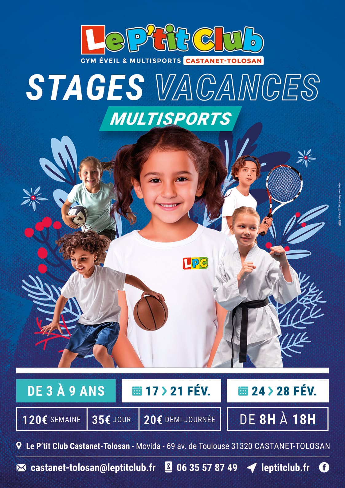 Affiche stages vacances d'hiver 2025 Le P'tit Club Castanet-Tolosan