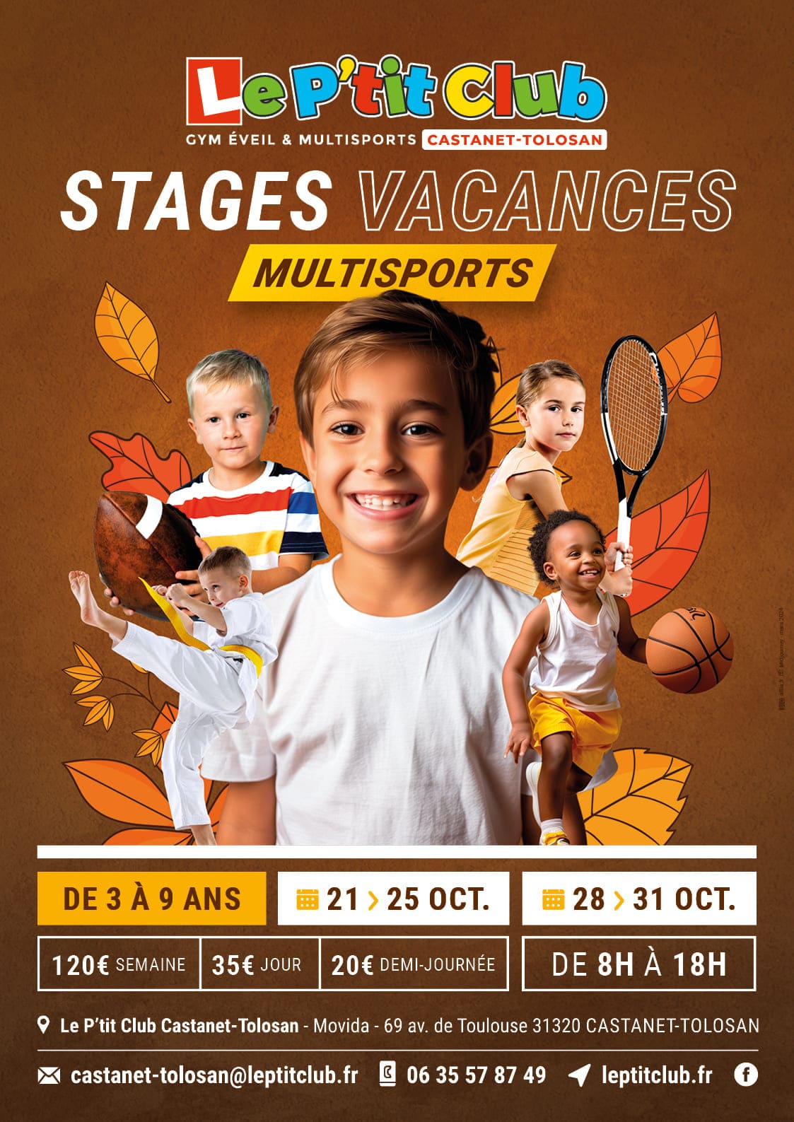 Affiche stages vacances de la Toussaint 2024 Le P'tit Club Castanet-Tolosan