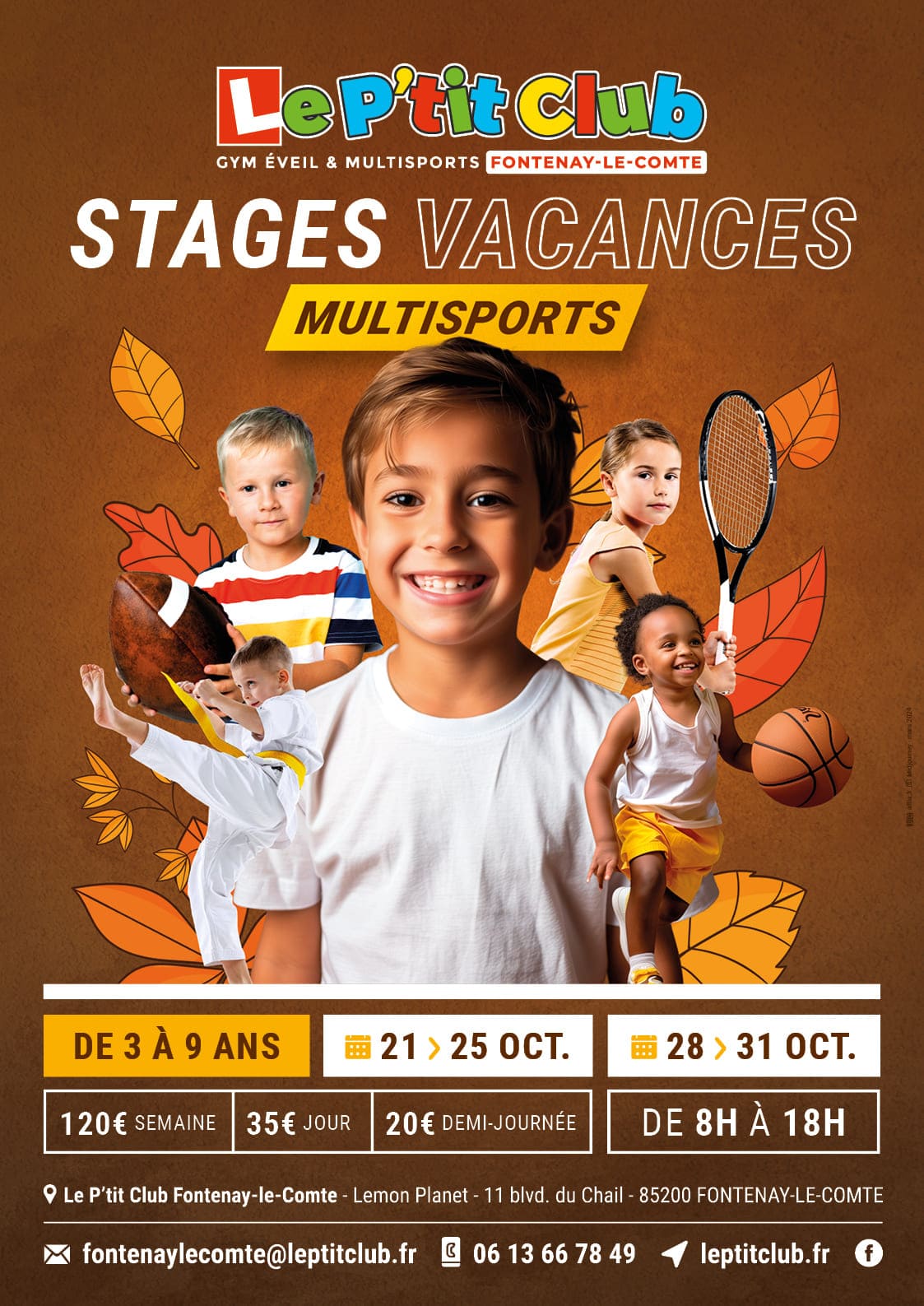 Affiche stages vacances de la Toussaint 2024 Le P'tit Club Fontenay-Le-Comte