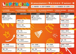 Planning Le P'tit Club Quimper 2025-2026