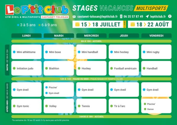 Réservez une semaine multisports à Castanet-Tolosan - Stages vacances d'été