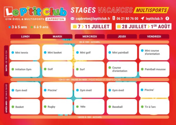 Réservez une semaine multisports à Capbreton - Stages vacances d'été