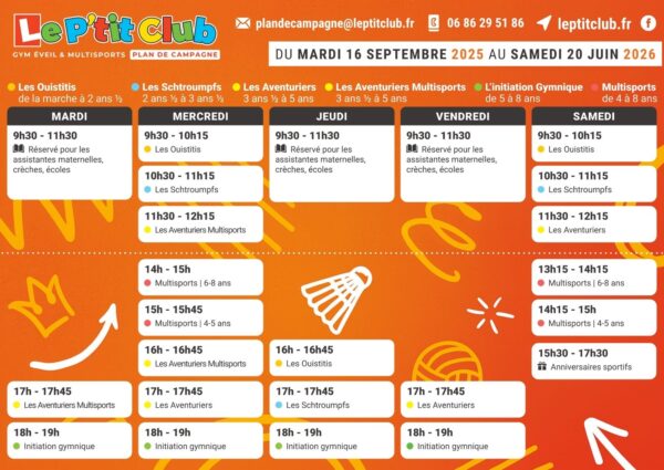 Planning Le P'tit Club Plan de Campagne 2025-2026