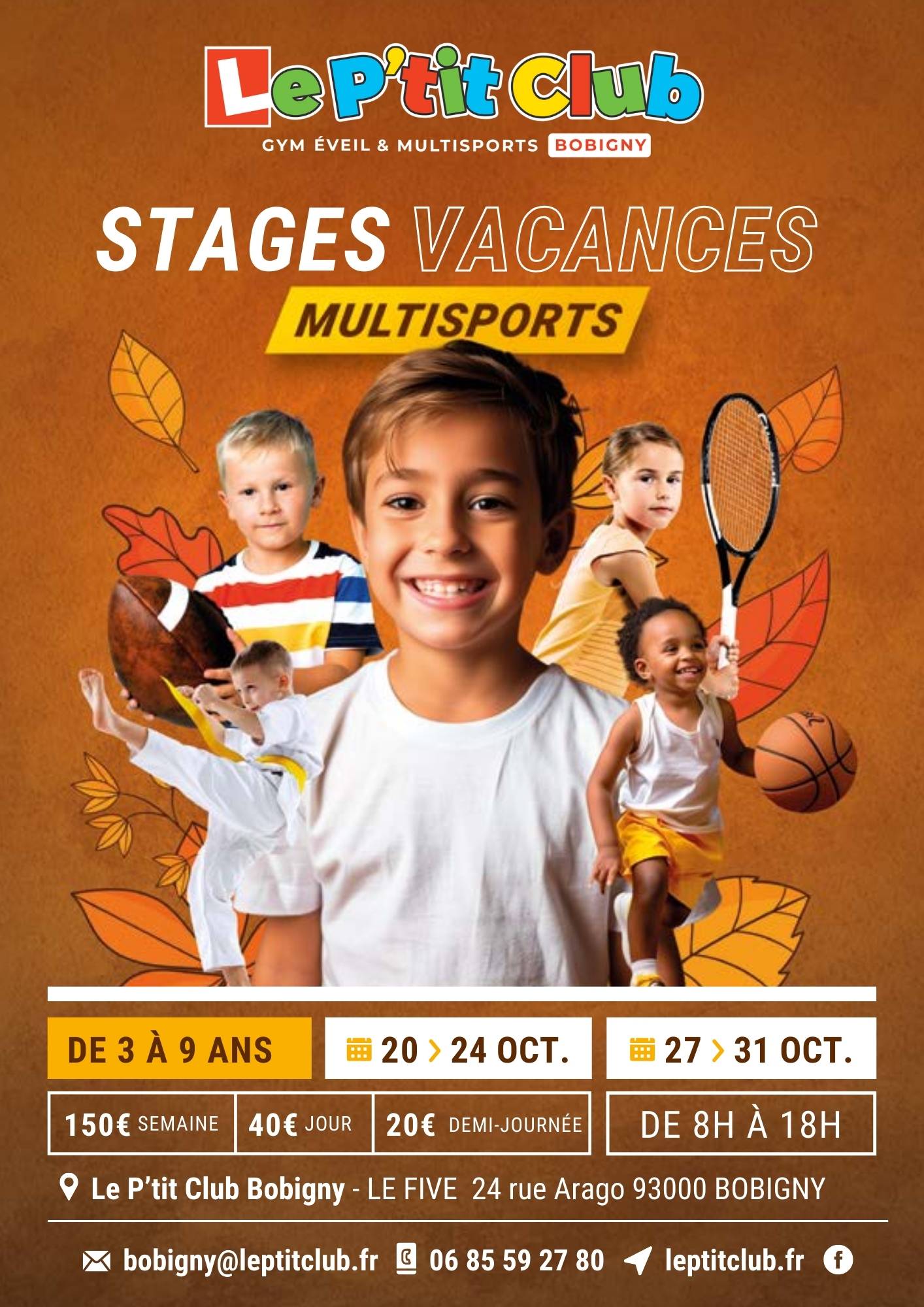 Affiche stages vacances d'octobre 2025 Le P'tit Club Bobigny
