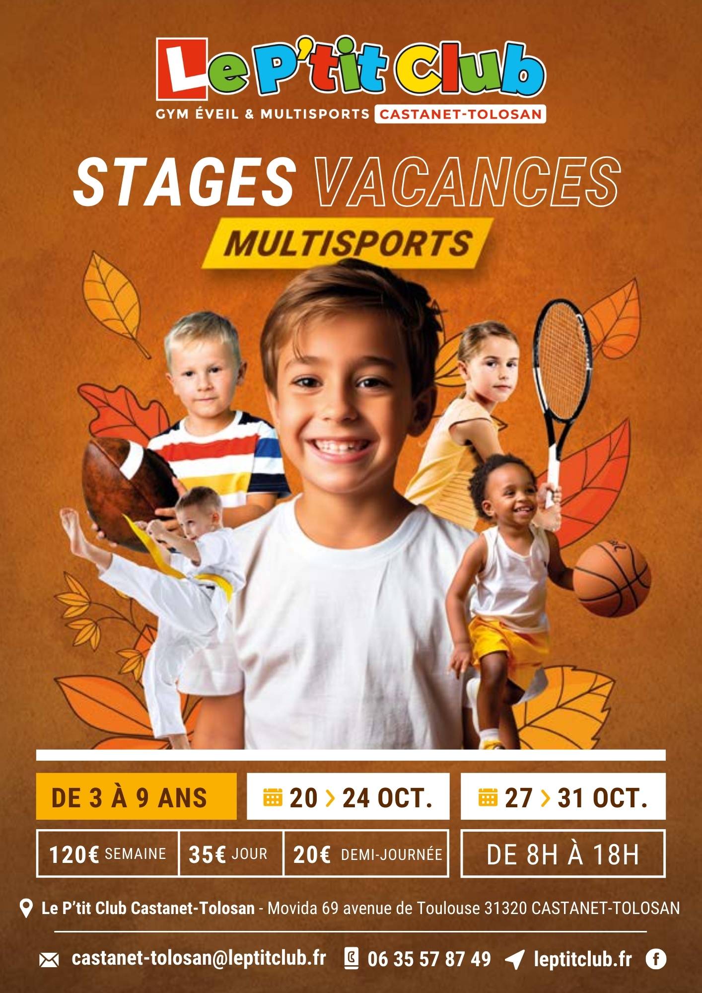 Affiche stages vacances d'octobre 2025 Le P'tit Club Castanet-Tolosan