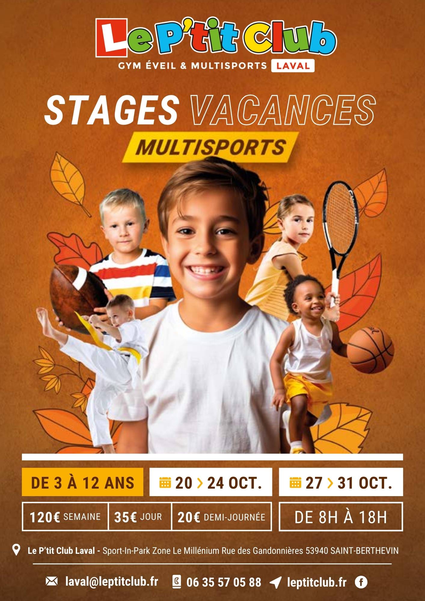 Affiche stages vacances d'octobre 2025 Le P'tit Club Laval