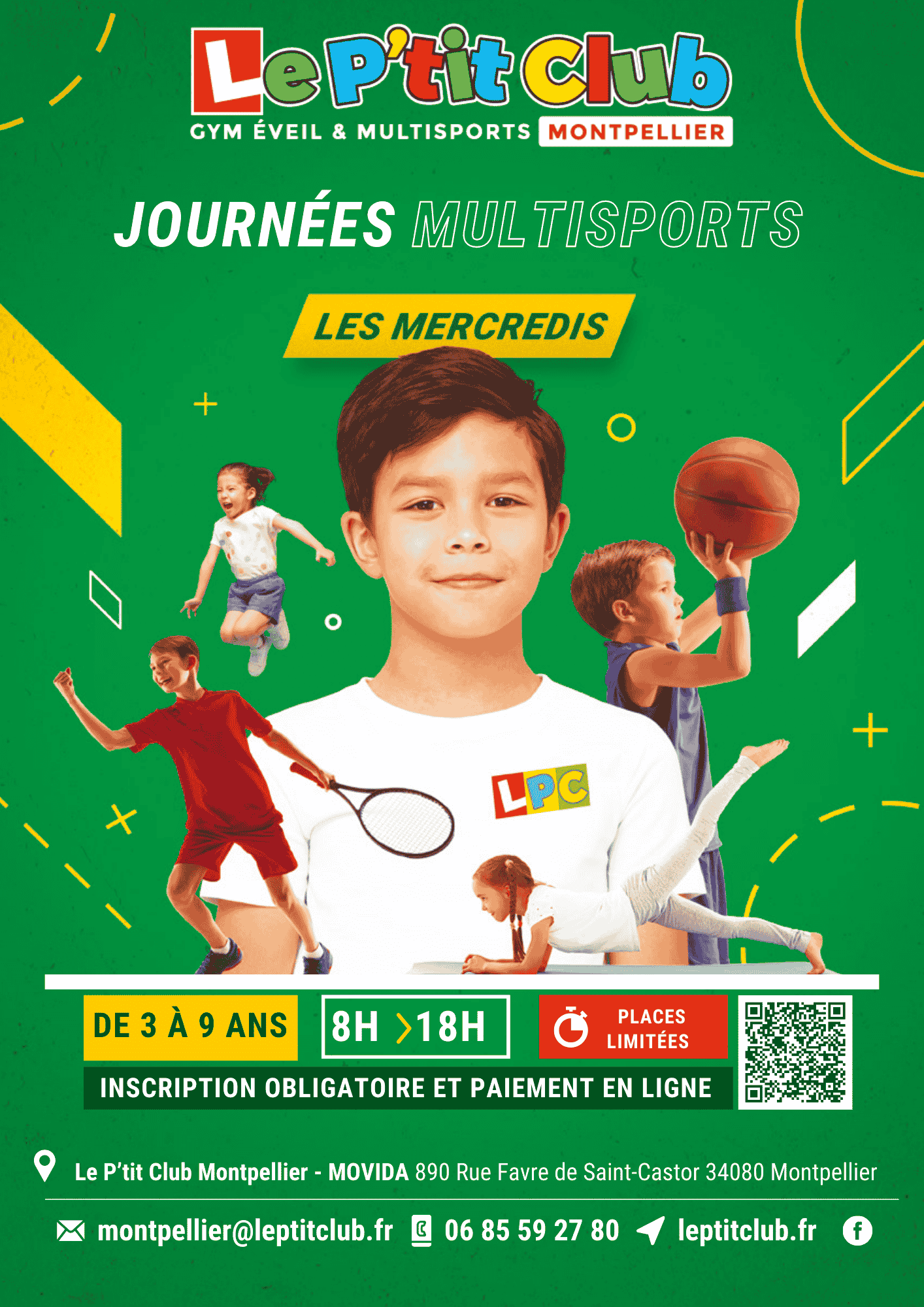 Affiche journées multisports du mercredi Le P'tit Club Montpellier 2025/2026