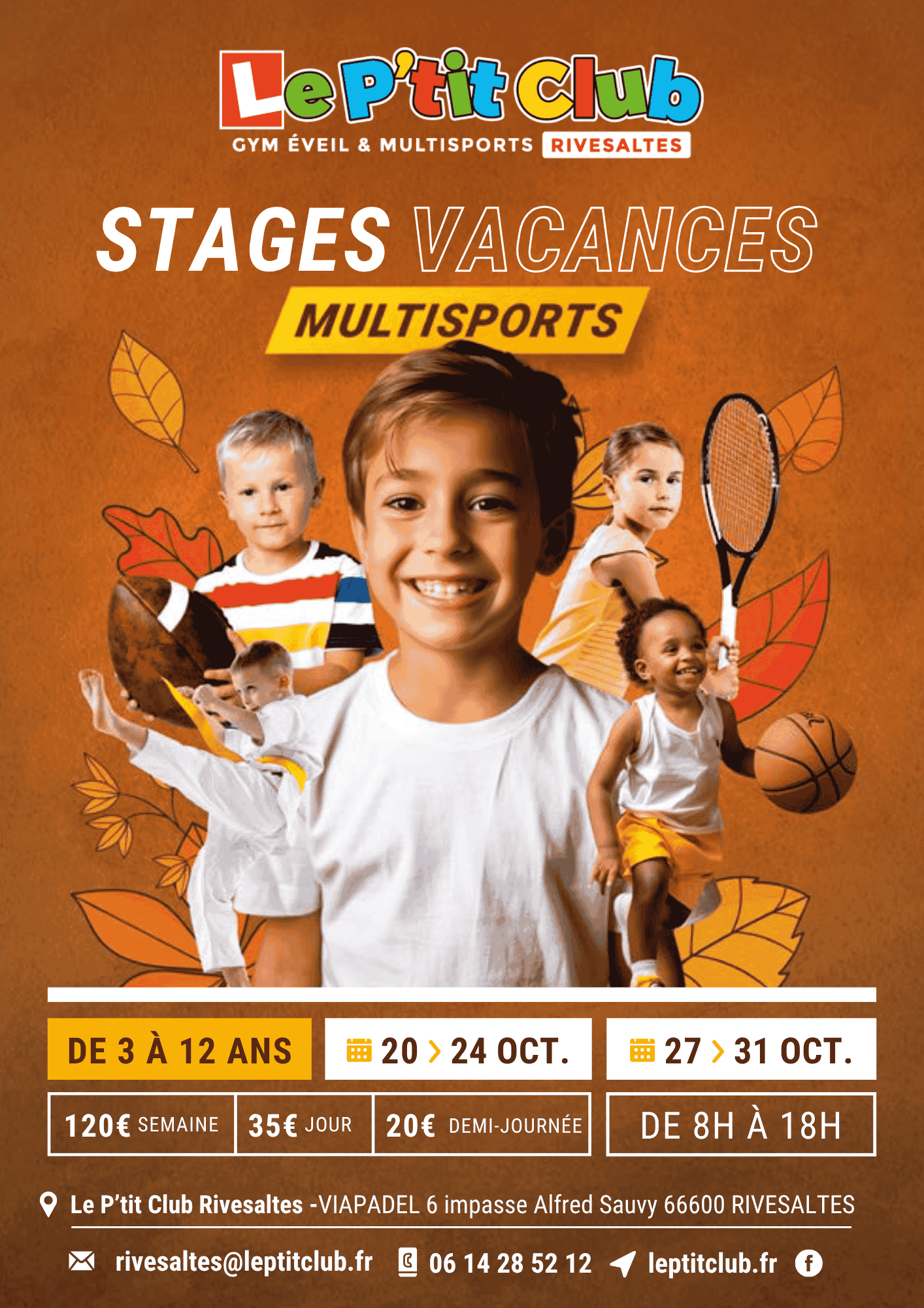 Affiche stages vacances d'octobre 2025 Le P'tit Club Rivesaltes