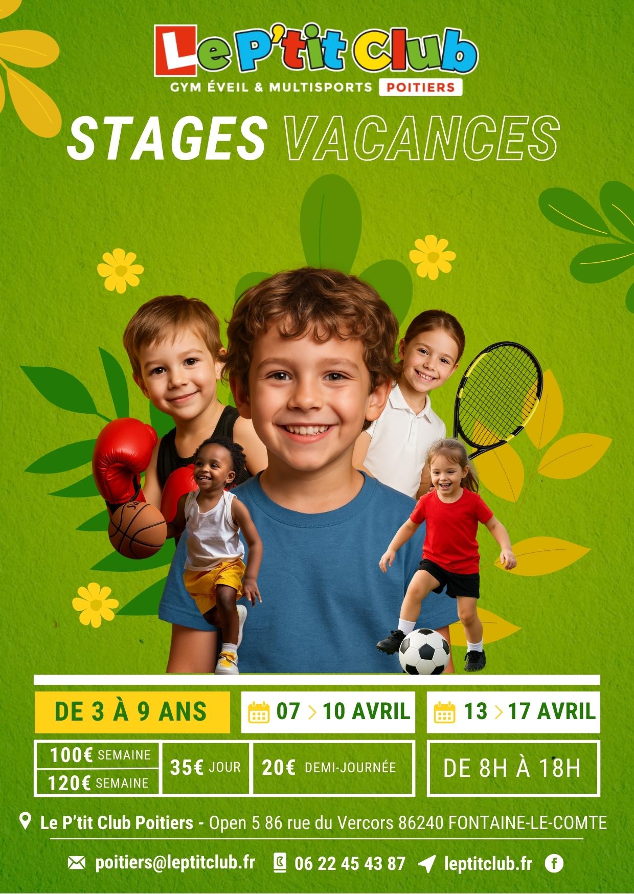 Stages vacances de Pâques 2026 Le P'tit Club Poitiers