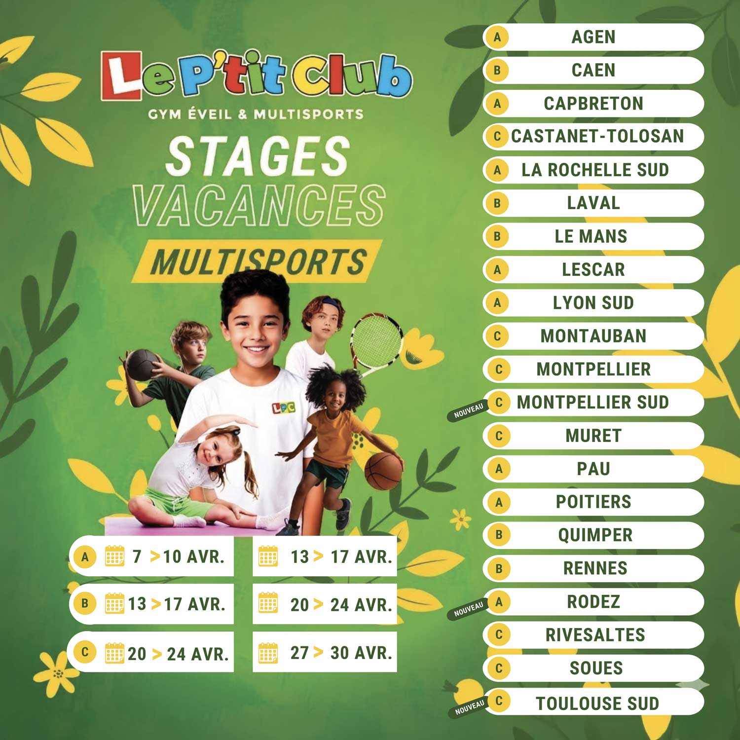 Stages vacances Pâques 2026