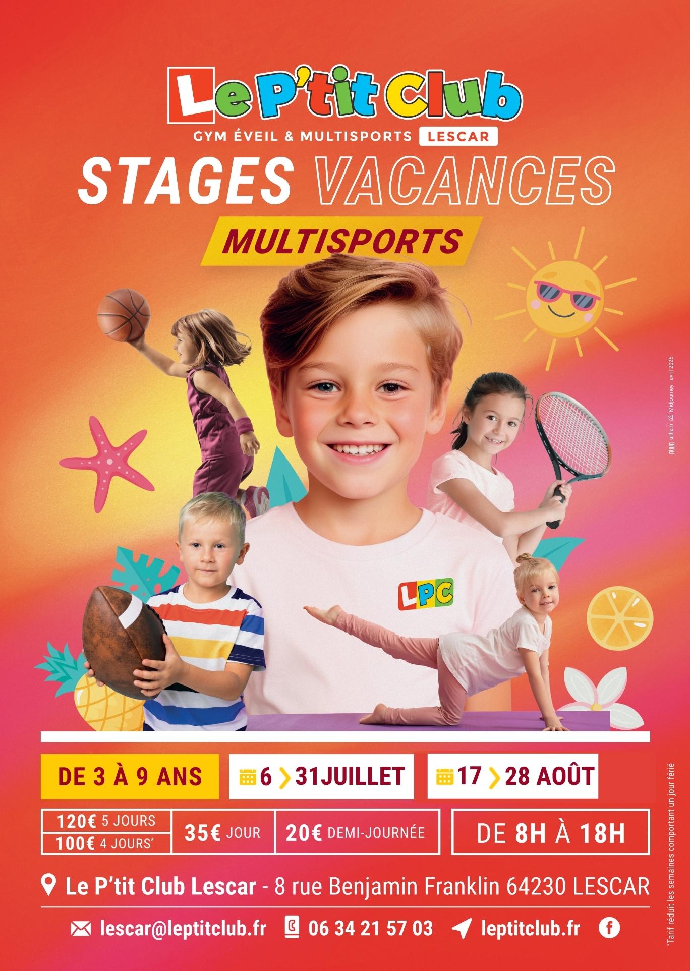 Stages vacances d'été 2026 Le P'tit Club Lescar