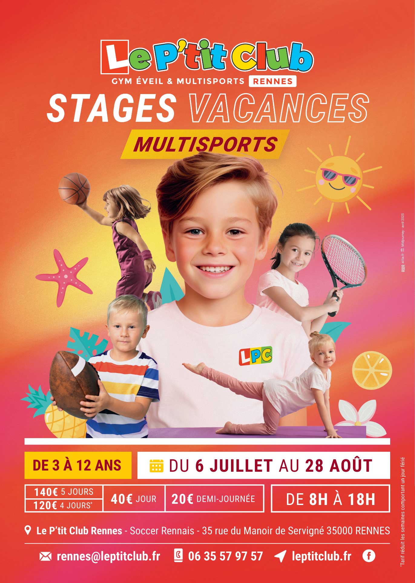Stages vacances d'été 2026 Le P'tit Club Rennes
