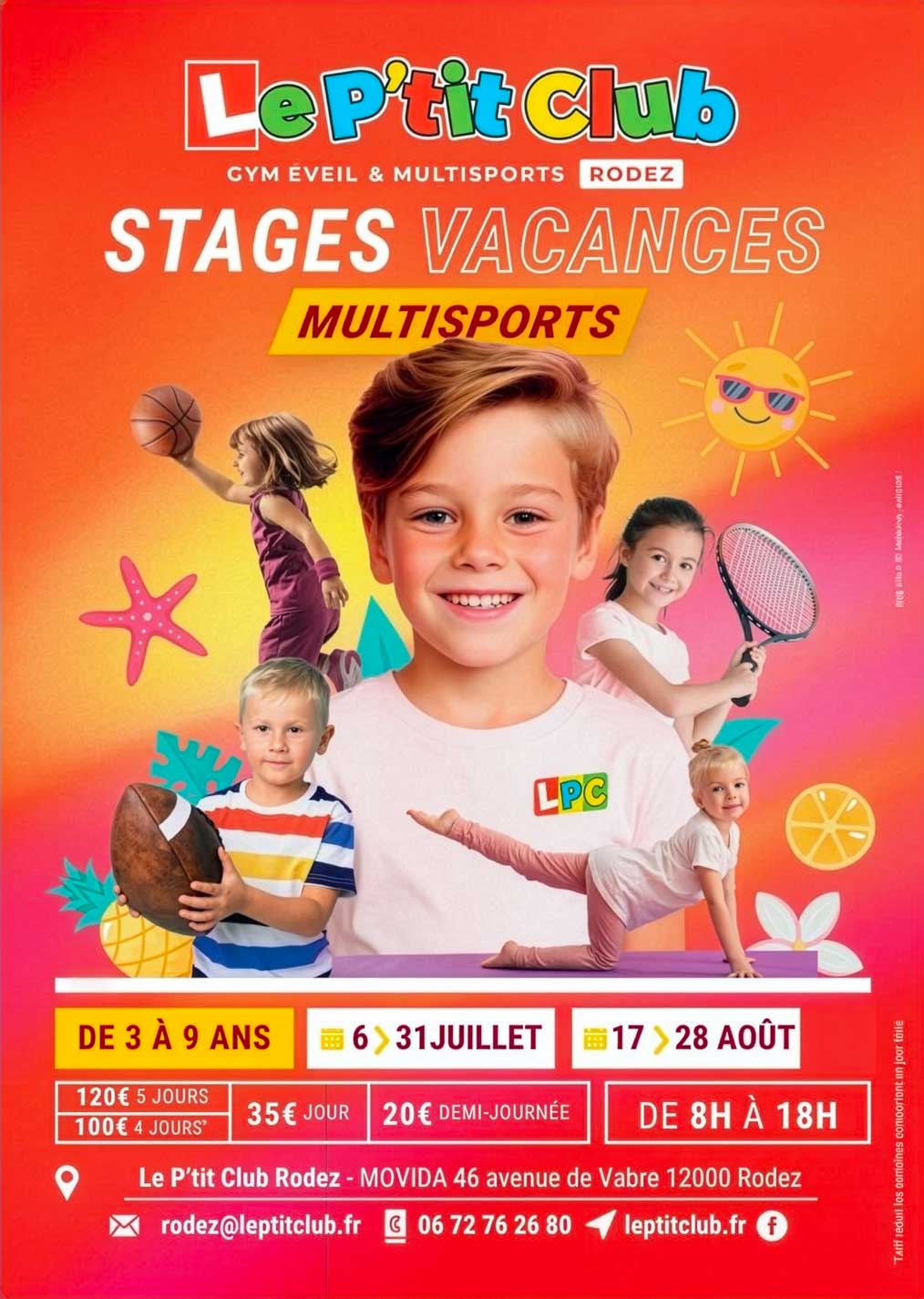 Stages vacances d'été 2026 Le P'tit Club Rodez