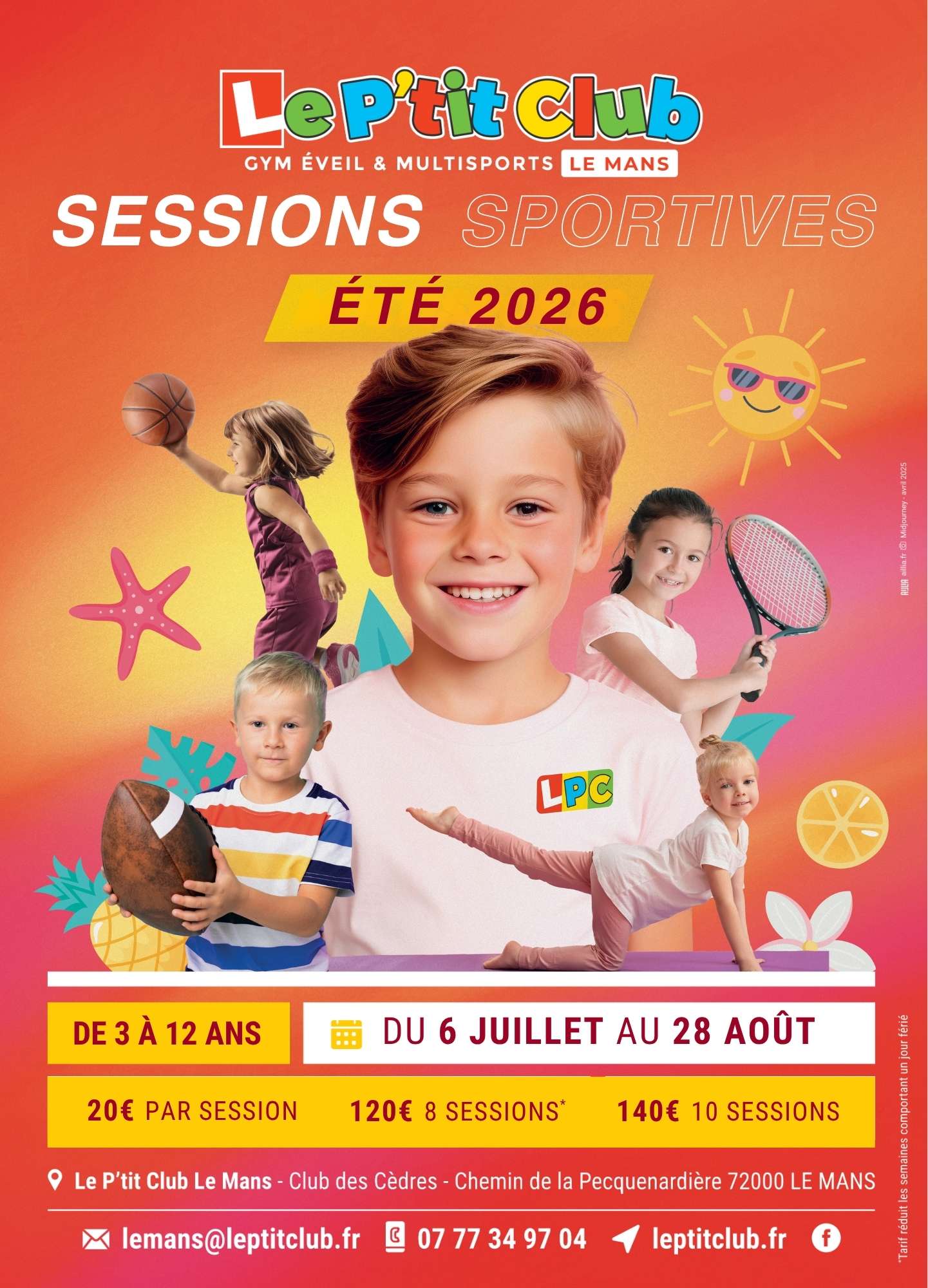 Stages vacances d'été 2026 Le P'tit Club Le Mans
